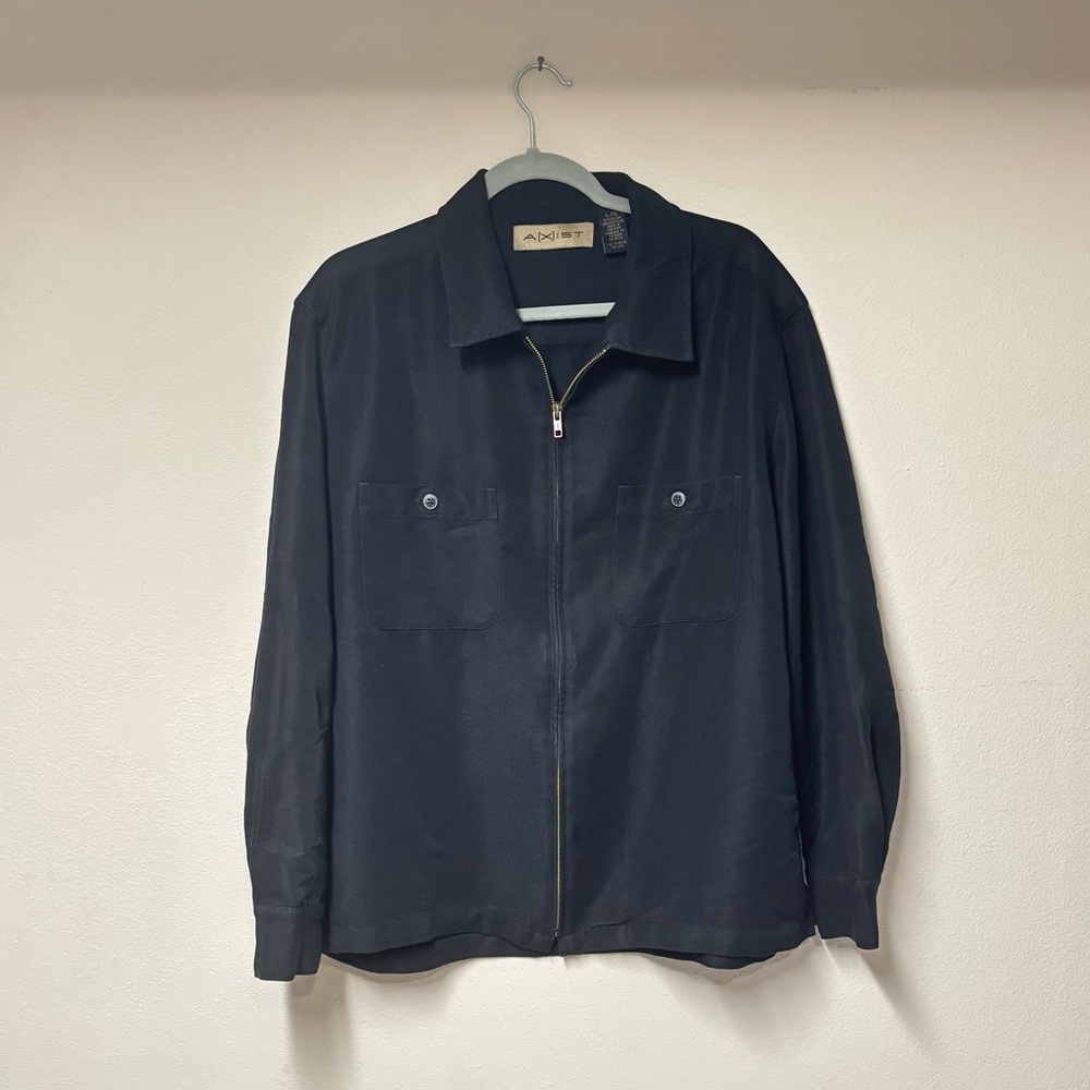 Axist Men's Ebony Black Zip-Up Shirt Jacket